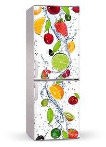 Naklejka lub mata magnetyczna na lodówkę - Kawałki owoców i strumień - 00179