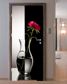 Naklejka na drzwi - Pojedynczy kwiat w wazonie - 0061