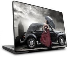 Naklejka na laptopa - Dama przy garbusie
