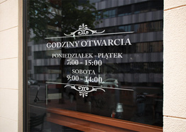 Naklejka na szybę godziny otwarcia GO1