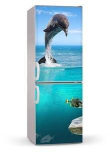 Naklejka lub mata magnetyczna na lodówkę - Delfin nad taflą wody - 00129