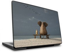 Naklejka na laptopa - Pies i słoń