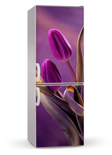 Naklejka lub mata magnetyczna na lodówkę - Fioletowe tulipany - 00140