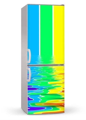 Naklejka lub mata magnetyczna na lodówkę - Pasy kolorów spływają do kałuży - 0011